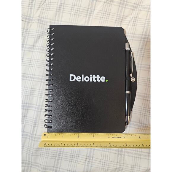 NEW Spector & Co Deloitte Black 5" x 7" Spiral Lined Notebook with Pen, Lot of 2 - Picture 6 of 9